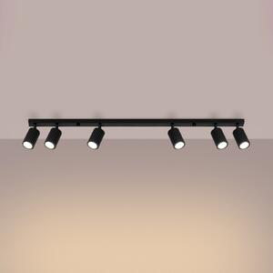 SOLLUX LIGHTING Spot de plafon carbon, negru, lungime 117 cm, aluminiu, 6 becuri., reglabil, Negru, Camera de zi / sufragerie, Aluminiu, Modern