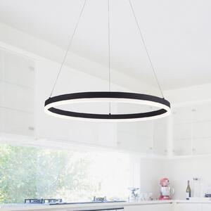 Paul Neuhaus Lampă suspendată LED TITUS, antracit, Ø 60 cm, metal, cu funcție Switchdim, reglabil, Negru, Camera de zi / sufragerie, Aluminiu, Modern