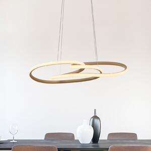 Paul Neuhaus Lampă suspendată LED TWIST, bej, lungime 76 cm, metal, cu funcție Switchdim, reglabil, Bej, Camera de zi / sufragerie, Aluminiu, Modern