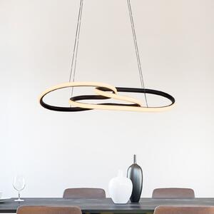 Paul Neuhaus Lampă suspendată LED TWIST, negru, lungime 76 cm, metal, cu Switchdim, reglabil, Negru, Camera de zi / sufragerie, Aluminiu, Modern