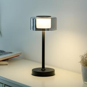 Paul Neuhaus Lampă de masă cu LED și baterie RIKA, negru, 33 cm, metal/sticlă, reglare, reglabil, Negru, Camera de zi / sufragerie, Metal, Modern