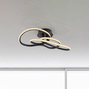 Paul Neuhaus Plafonieră LED TWIST, negru, lungime 90 cm, metal, Switchdim, reglabil, Negru, Camera de zi / sufragerie, Aluminiu, Modern