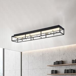 Paul Neuhaus Plafonieră LED SKINA, negru, 112 cm, CCT, dimabilă, cu telecomandă, reglabil, Negru, Camera de zi / sufragerie, Metal, Modern