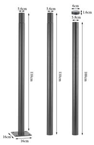 Brilagi - Tijă metalică pentru stâlp de iluminat exterior, 3 m, diametru 58 mm, gri