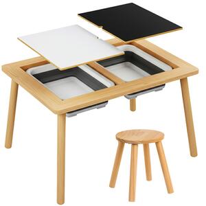 Masă multifuncțională educațională din lemn pentru copii + scaun