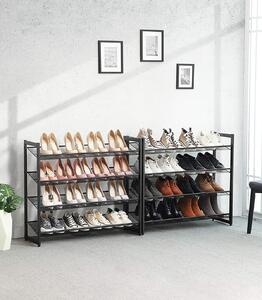 Raft pantofi cu 8 etajere ( 2 x 4 ) , Ajustabil, Metal, Negru