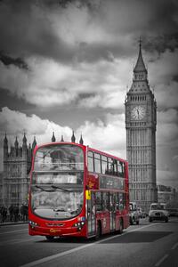 Fotografie LONDON Houses Of Parliament & Red Bus, Melanie Viola