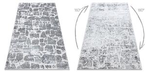 Covor MEFE modern 6184 Pavaj cărămidă structural două niveluri de lână gri inchis