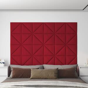 Panouri de perete, 12 buc., roșu vin, 30x30 cm, catifea 0,54 m²