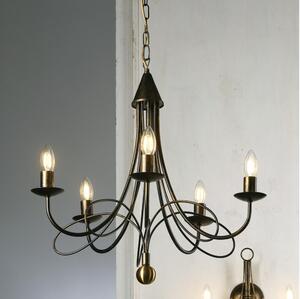 ONLI - Lustră suspendată pe lanț MILVIA, 5 x E14, 6W, 230V, bronz