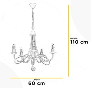 ONLI - Lustră suspendată pe lanț MILVIA, 5 x E14, 6W, 230V, bronz