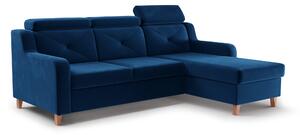 Canapea de colț Laksaro dreapta cu funcție de dormit - albastru catifea Trinity 31