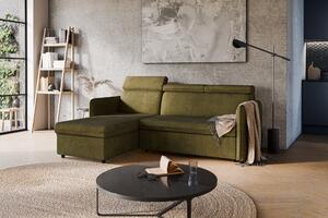 Canapea de colț Barcelia Mini cu funcție de dormit - material hidrofug verde Enjoy New 41
