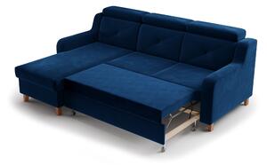 Canapea de colț Laksaro stânga cu funcție de dormit - albastru catifea Trinity 31