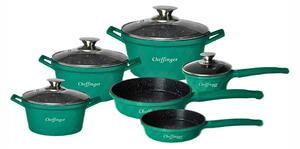 Set Cratite 6 Piese Cheffinger Diamond Acoperire cu marmura Verde