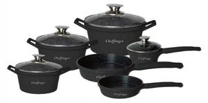 Set Cratite 6 Piese Cheffinger Diamond Acoperire cu marmura Negru