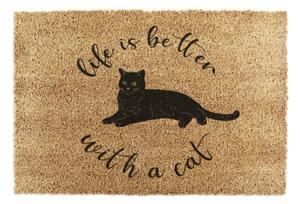Covoraș de intrare din fibre de nucă de cocos 40x60 cm Life Is Better With a Cat – Artsy Doormats