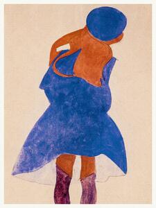 Artă imprimată Girl in a Blue Coat (Female Portrait) - Egon Schiele, (30 x 40 cm)