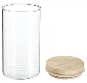 Borcan alimentar din sticla JARWO cu capac din lemn 1000 ml