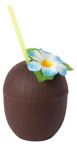 Pahar de baut din plastic in forma de nuca de cocos cu pai