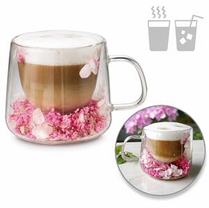 JAKS Pahar termic cu flori de hortensie 180 ml 1 buc Rosia