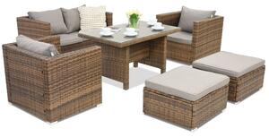 Mobilier de grădină din technorattan Roma Apetito 4 + 2 pufuri Garden Point maro