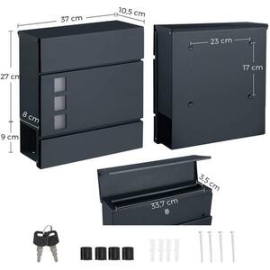 Cutie poștală modernă cu suport pentru ziare 37x10,5x37 cm, antracit