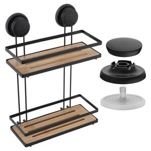 Erga Gavi, cos dublu pentru cosmetice 26x10,5x37 cm pentru ventuze, negru mat-maro natural, ERG-YKA-CH.GAVI-BP2