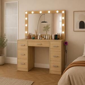 Măsuță de machiaj mare cu iluminare 80 × 40 × 110 cm – maro