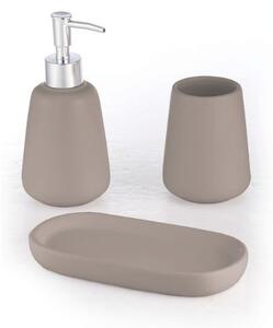 BISK Erga Milo, dozator de săpun ceramic și set cupe de perie, bej mat, ERG-08233