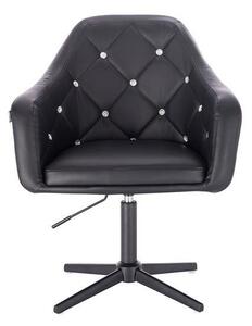 HC830CROSS Scaun Negru de Piele cu Bază Neagra