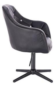HC830CROSS Scaun Negru de Piele cu Bază Neagra