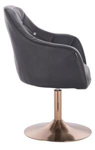 HC830N Scaun Negru de Piele cu Bază Aurie