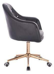 HC830K Scaun Negru de Piele cu Bază Aurie