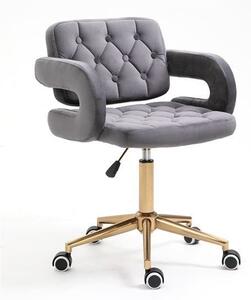 HR8403K Scaun Catifea Grafit Bază Aurie
