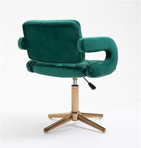 HR8403CROSS Scaun Catifea Verde de Smarald Bază Aurie