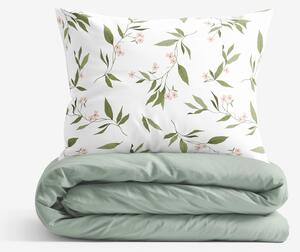 Goldea lenjerie de pat din 100% bumbac duo - miros de iasomie cu verde salvie 150 x 200 și 50 x 60 cm