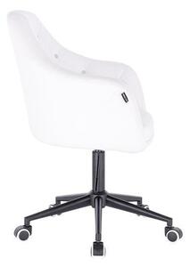 HC830K Scaun Alb de Piele cu Bază Neagra