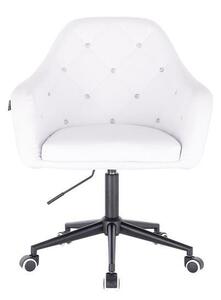 HC830K Scaun Alb de Piele cu Bază Neagra
