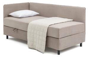 Pat taupe tapițat cu spațiu de depozitare cu saltea 90x200 cm Avela – Bonami Selection