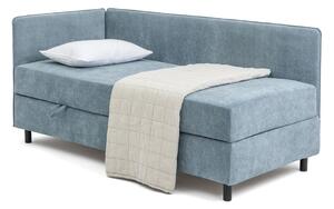 Pat albastru tapițat cu spațiu de depozitare cu saltea 90x200 cm Avela – Bonami Selection
