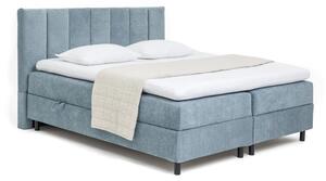 Pat boxspring albastru cu spațiu de depozitare 160x200 cm Elva Bold Line – Bonami Selection