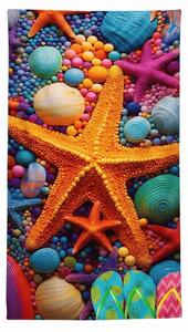 Prosop de plaja cu uscare rapida COLOR SEA colorat 70 x 140 cm, 100% microfibra