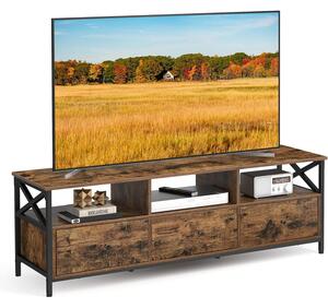 Suport TV cu 3 sertare și rafturi de depozitare, 147 x 50 x 40 cm, rustic