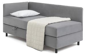 Pat gri tapițat cu spațiu de depozitare cu saltea 90x200 cm Avela – Bonami Selection