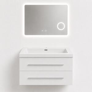 Set Mobilier Baie Efes 80 cm oglinda cu LED, lavoar compozit inclus, MDF total