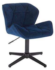 HR111CROSS Scaun Bleumarin Catifea cu Bază Neagră