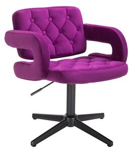 HR8403CROSS Scaun Fucsia Catifea cu Bază Neagră