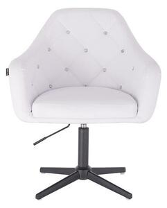 HC830CROSS Scaun Alb de Piele cu Bază Neagra