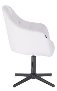 HC830CROSS Scaun Alb de Piele cu Bază Neagra
